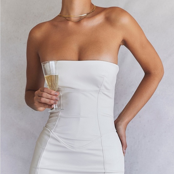 HOUSE OF CB Camilla Strapless Faux Leather Dress S - Picture 3 of 8